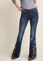 Modcloth Driftwood The Joy Of Embroidery Flared Jeans In 30