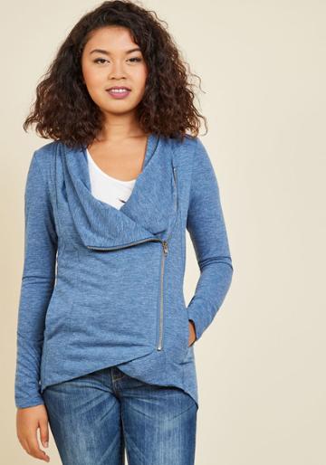 Modcloth Airport Greeting Cardigan In Blue