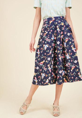 Off In My Own Whirl Midi Skirt In Birds In S