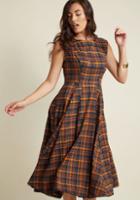 Modcloth Intriguing, Always A-line Midi Dress In Harvest Plaid In Xxl