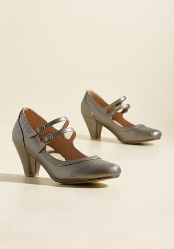 Modcloth To Shoe It May Concern Mary Jane Heel In Pewter