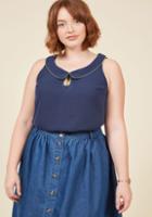Modcloth Just As Imagined Sleeveless Top In Navy In 2x