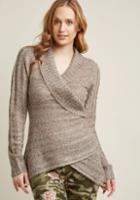 Modcloth The Layer The Land Long Sleeve Sweater In Taupe In 4x
