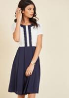 Modcloth Opt For Splendor A-line Dress In Navy Colorblock In L