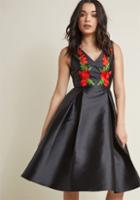 Modcloth Sleeveless Fit And Flare Dress With Floral Appliques In 3x