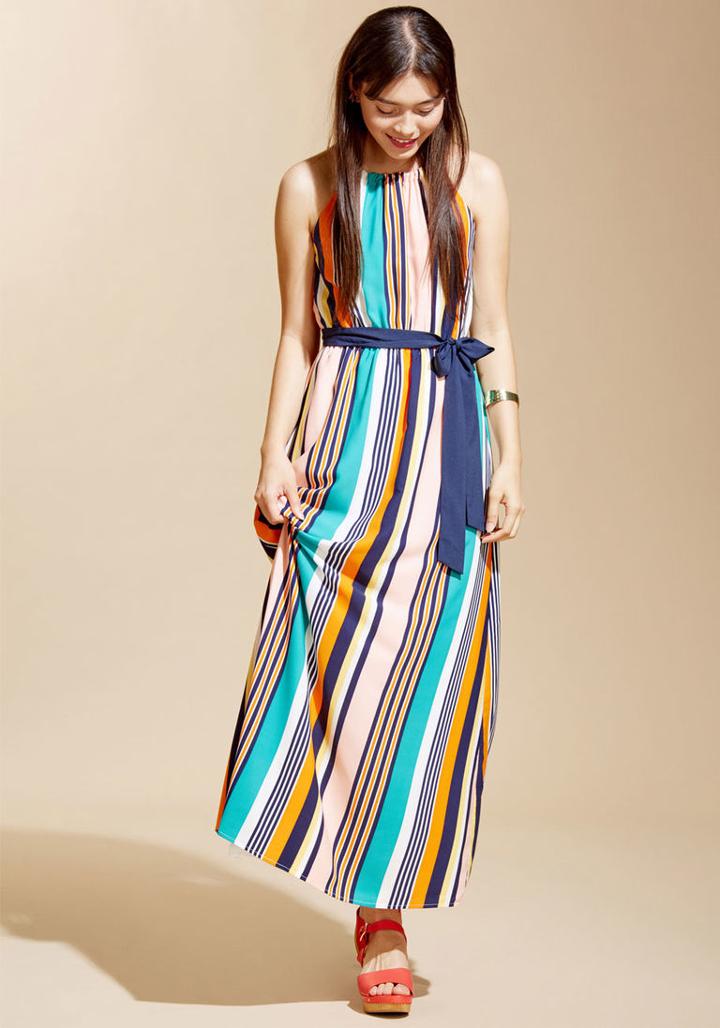 Modcloth Coastline Bonfire Maxi Dress In Stripes In 3x