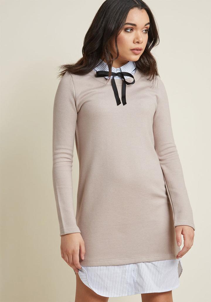 Modcloth Cozy Cafe Sweatshirt Dress In M