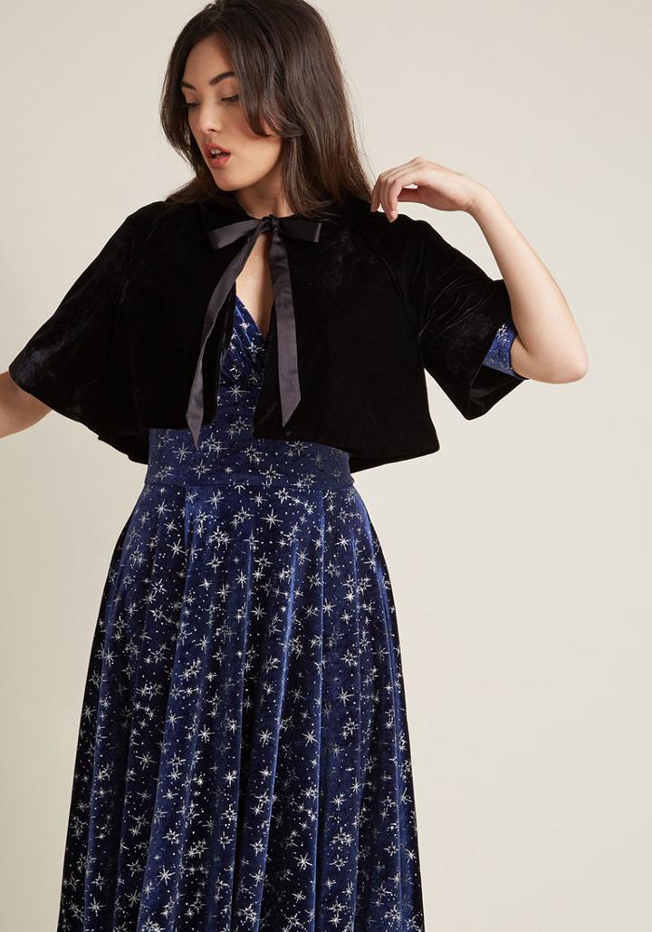 Modcloth Velvet Bolero With Hood In Xs