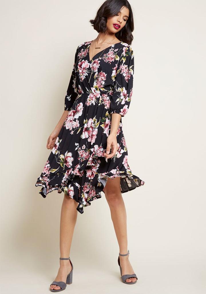 Modcloth Made To Marvel Surplice Midi Dress In S