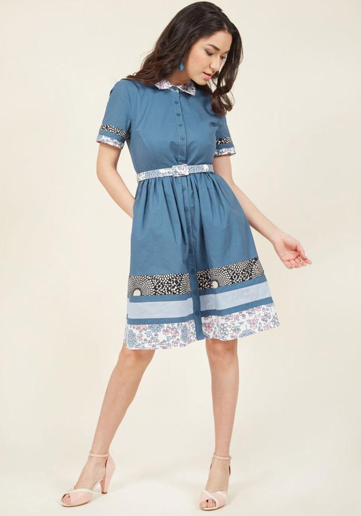 Modcloth Exceptional Update Shirt Dress In Botanical In Xl