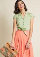 Modcloth Retro Renewal Collared Blouse In Green In M