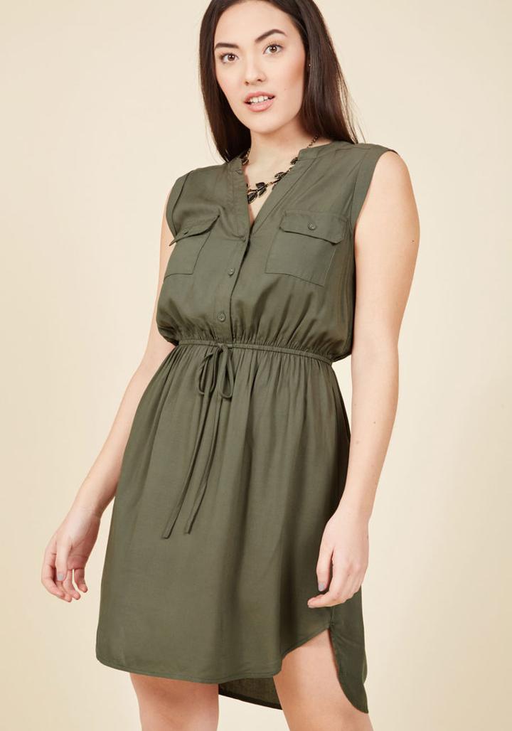 Modcloth Woods To The Wise Shirt Dress In Olive