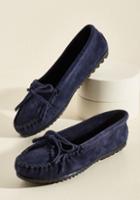 Minnetonka Fundamental Footwork Suede Flat In Navy