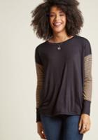 Modcloth Editing For The Afternoon Pullover In Black And Tan In Xl