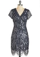 Marina Cascading Cava Dress In Silver