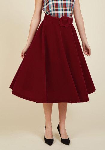  Make Your Presence Throne Midi Skirt In Ruby In M