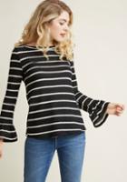Modcloth Waffle Knit Top With Bell Sleeves In Xs