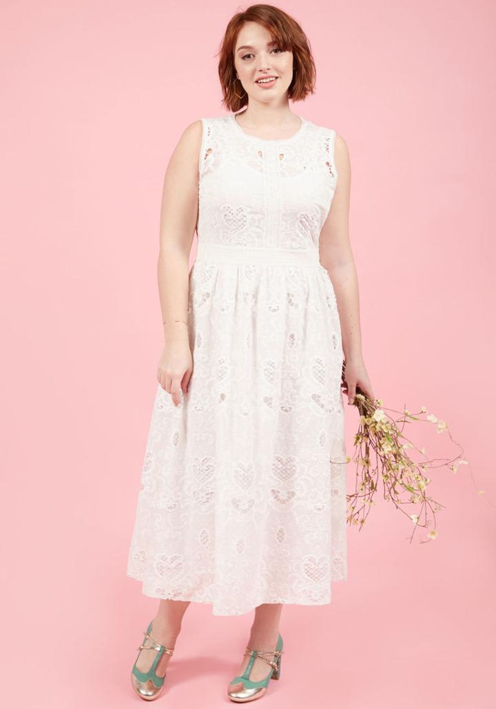 Modcloth Destination Dreaming Midi Dress In Ivory In Xl