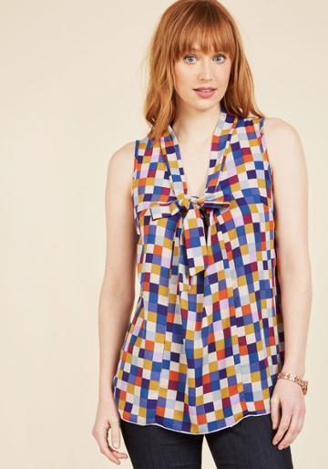 Modcloth Miami Moments Sleeveless Top In Mosaic