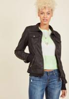 Modcloth Cookin' Up Looks Faux-leather Moto Jacket In M
