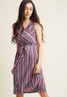 Modcloth Totally Noticed Striped Wrap Dress In 16