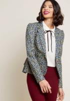 Modcloth Stargazing Splendor Blazer In Floral Chambray In 1x