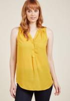  From The Office To Your Favorite Margarita-sipping Spot, You Entertain Others In The Effortless Style Of This Breezy Yellow Top - A Modcloth Exclusive! A Buttoned Placket And A High-low Hem Add Sleek Simplicity To This Silky Blouse.