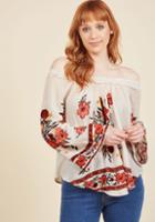 Modcloth Appropriately Poetic Long Sleeve Top In S