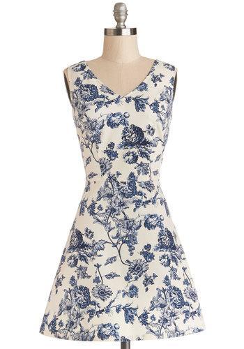Blu Pepper (blue Bird) Avid Antiquer Dress From Modcloth