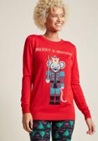 Modcloth Christmas Character Knit Sweater In L