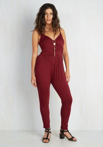 Gilliinc Slicker Than Your Average Jumpsuit In Burgundy