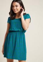 Modcloth Oh My Gosh A-line Dress In Pine Dinos In M