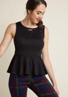 Modcloth Knit Sleeveless Top With Peplum In Black In M