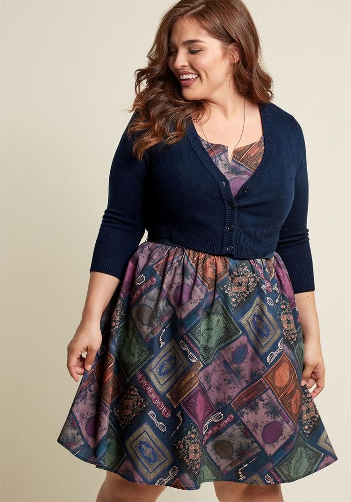Modcloth The Dream Of The Crop Cardigan In Navy In S