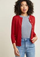Modcloth Charter School Crew Neck Cardigan In Ruby In M