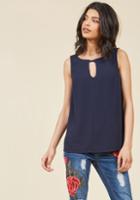 Modcloth Kissed With Twists Sleeveless Top In Navy In L