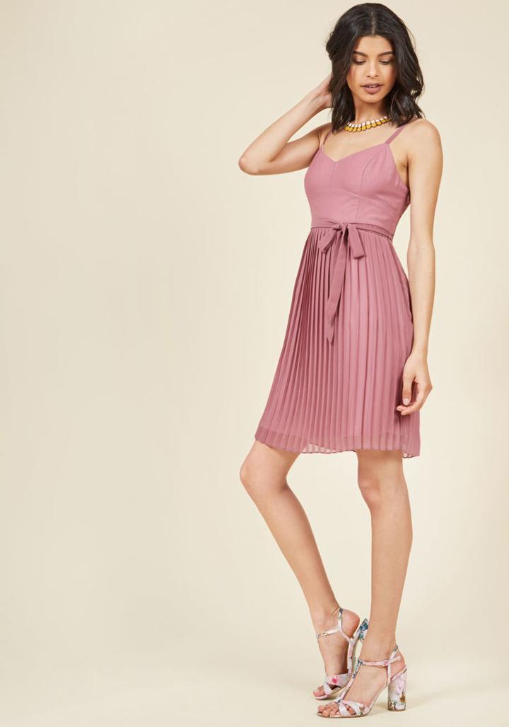 Modcloth Posh Prompting A-line Dress In Dusty Rose In M
