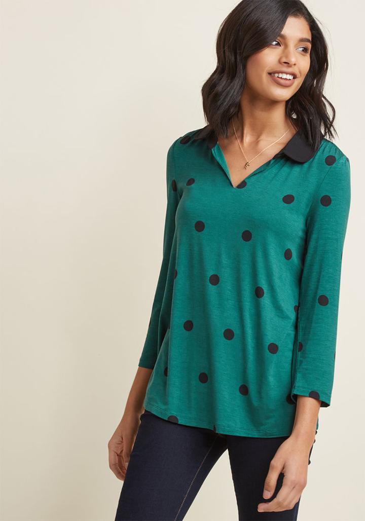 Modcloth Jersey Knit Top With Collar In 2x