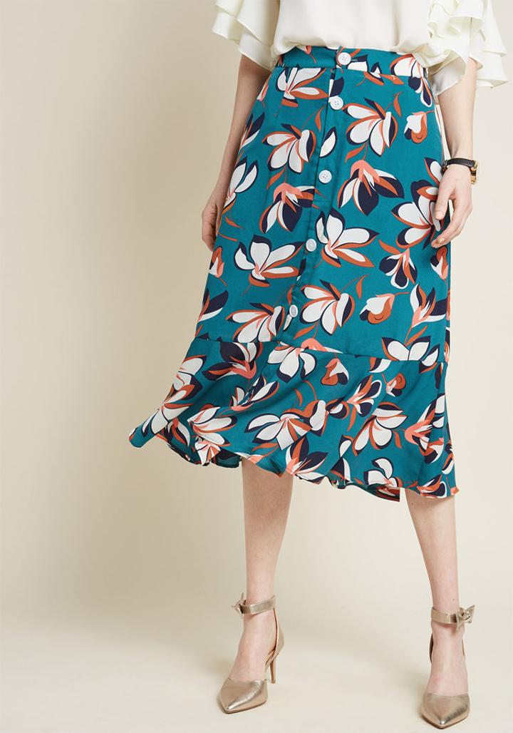 Modcloth Radiant Array Ruffled A-line Skirt In 1x
