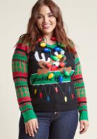 Modcloth Season's Pleasings Sweater And Necklace Set In Lights In 2x