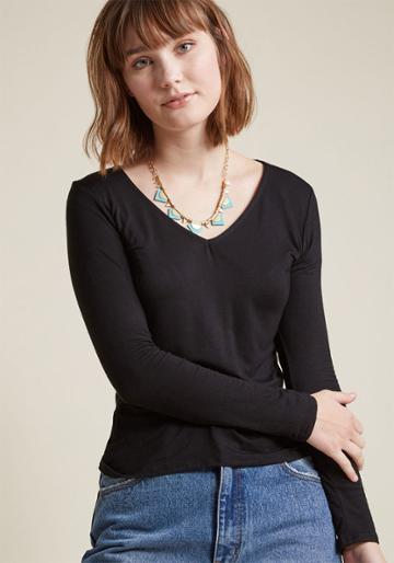 Modcloth All Basics Covered Long Sleeve Top In Black In S