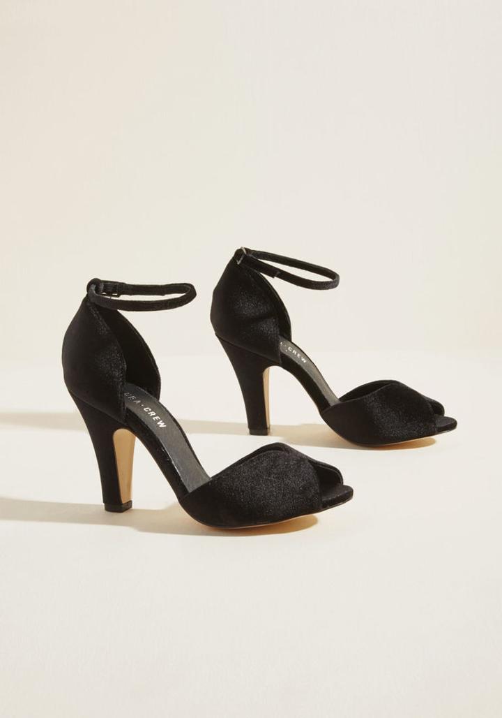 Chelseacrew Chelsea Crew Fine Dining Peep Toe Heel In Black Velvet In 37
