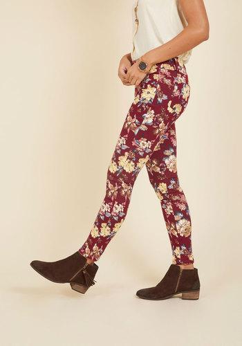  Slow And Edgy Wins The Race Pants In Burgundy Floral In Xs