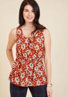  Lively Workplace Sleeveless Top In Brick Floral In S