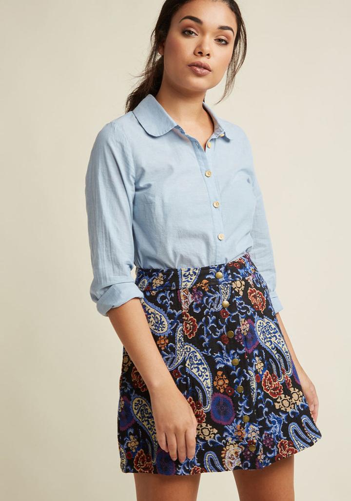 Collectif Happenin' Tapestry A-line Mini Skirt In Xl