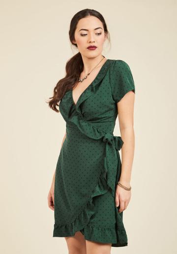 Modcloth Ruffle And Bustle Wrap Dress