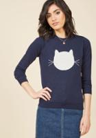 Modcloth Whimsical Knit Sweater In Cat In 2x