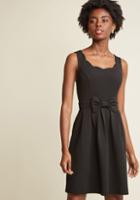 Modcloth Scalloped Pleated A-line Dress In Black