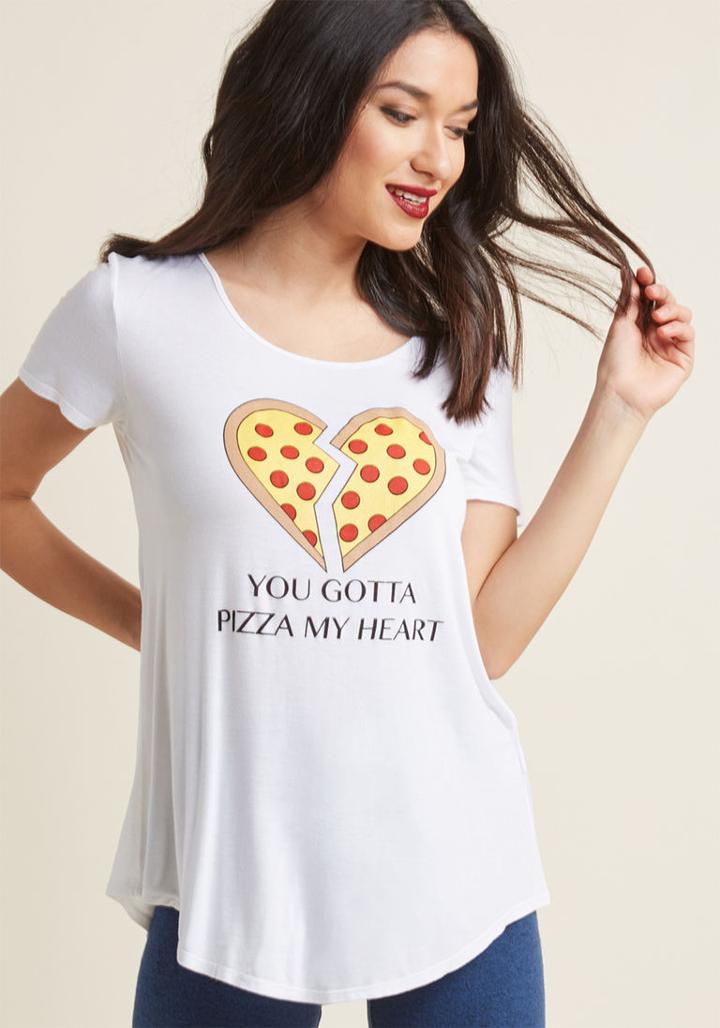 Modcloth You Gotta Pizza My Heart Graphic Tee In Xl