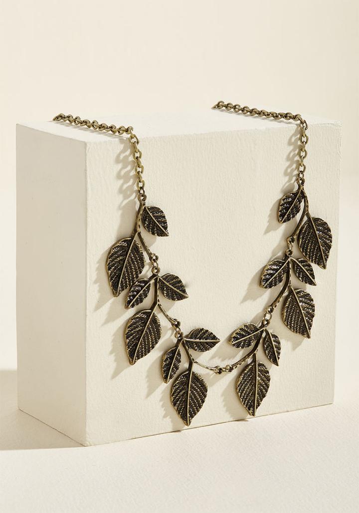 Modcloth Leaf In A Hurry Statement Necklace
